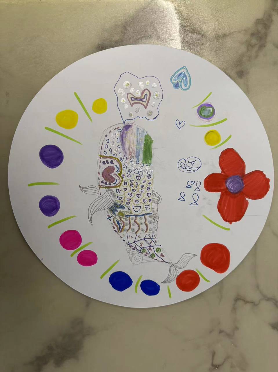 Age 9 student drawing at the start of term